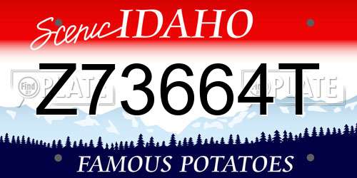 Z73664T Idaho License Plate