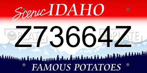 Z73664Z Idaho License Plate