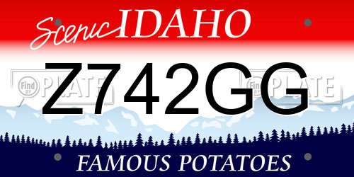 Z742GG Idaho License Plate