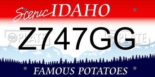 Z747GG Idaho License Plate