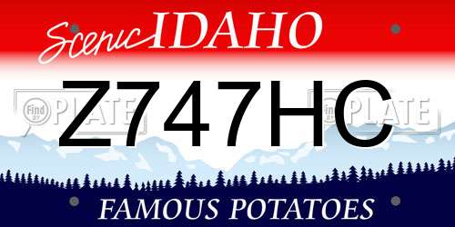 Z747HC Idaho License Plate