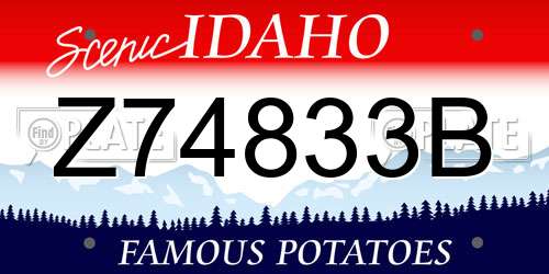 Z74833B Idaho License Plate