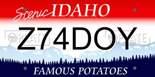 Z74DOY Idaho License Plate