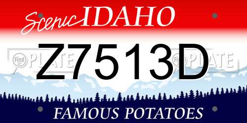 Z7513D Idaho License Plate