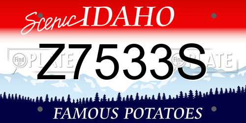 Z7533S Idaho License Plate