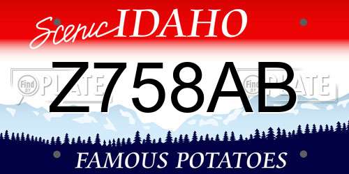 Z758AB Idaho License Plate