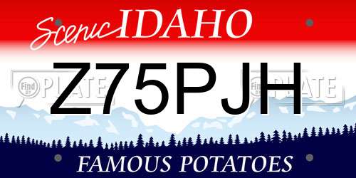 Z75PJH Idaho License Plate
