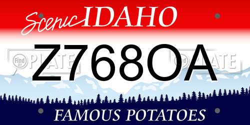 Z768OA Idaho License Plate