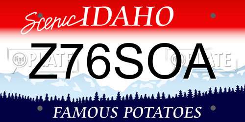 Z76SOA Idaho License Plate