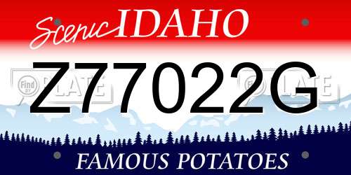 Z77022G Idaho License Plate
