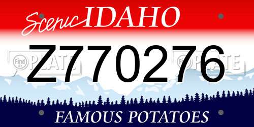Z770276 Idaho License Plate