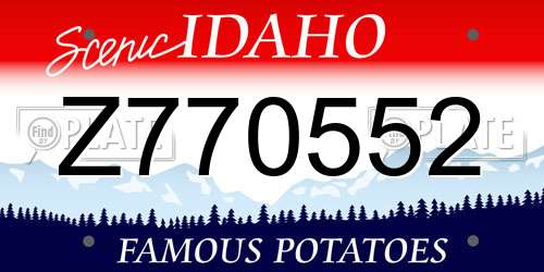 Z770552 Idaho License Plate