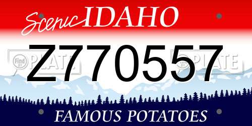 Z770557 Idaho License Plate