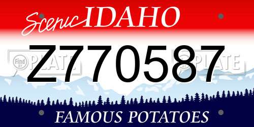 Z770587 Idaho License Plate
