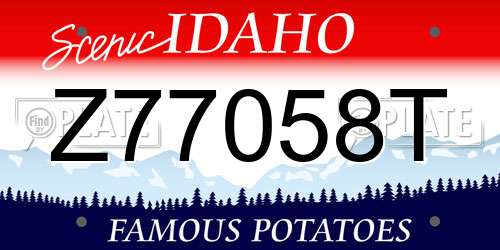Z77058T Idaho License Plate