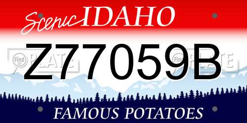 Z77059B Idaho License Plate