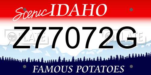 Z77072G Idaho License Plate