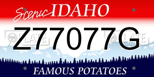 Z77077G Idaho License Plate