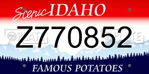 Z770852 Idaho License Plate
