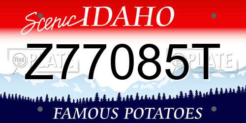 Z77085T Idaho License Plate