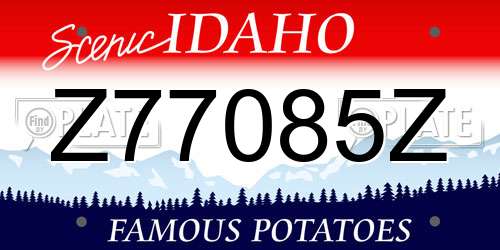 Z77085Z Idaho License Plate