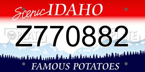 Z770882 Idaho License Plate
