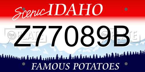 Z77089B Idaho License Plate
