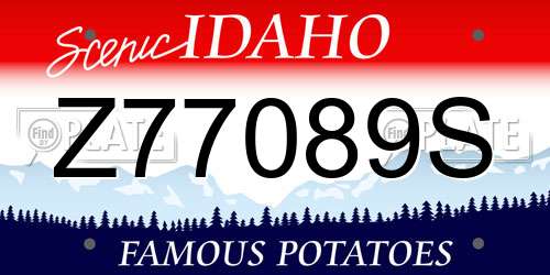 Z77089S Idaho License Plate