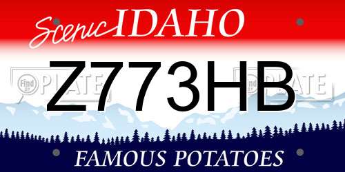 Z773HB Idaho License Plate