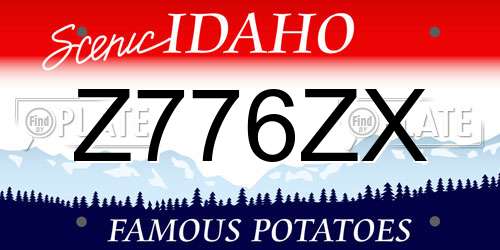 Z776ZX Idaho License Plate