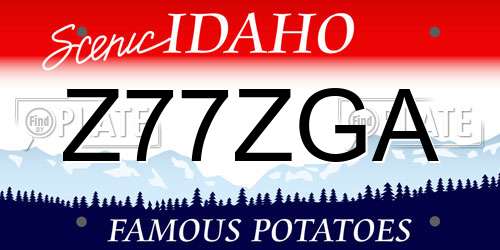 Z77ZGA Idaho License Plate