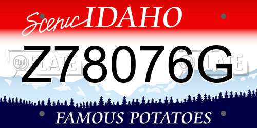 Z78076G Idaho License Plate