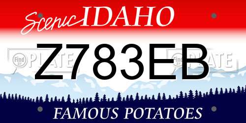 Z783EB Idaho License Plate