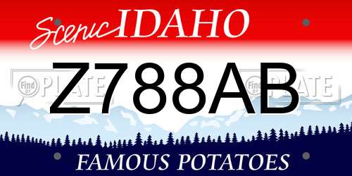Z788AB Idaho License Plate