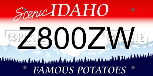 Z800ZW Idaho License Plate