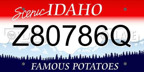 Z80786Q Idaho License Plate