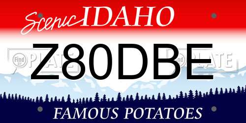 Z80DBE Idaho License Plate