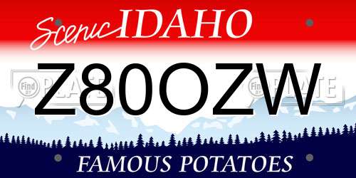 Z80OZW Idaho License Plate