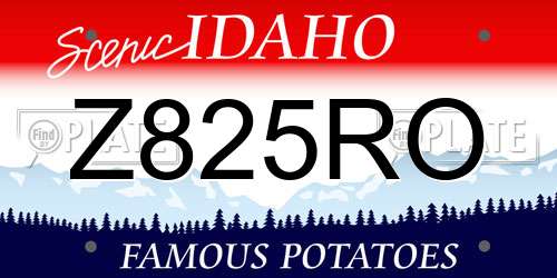Z825RO Idaho License Plate