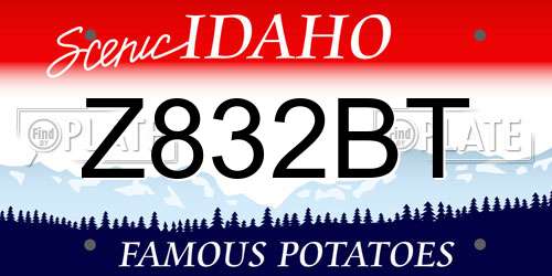 Z832BT Idaho License Plate