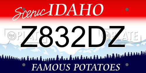 Z832DZ Idaho License Plate