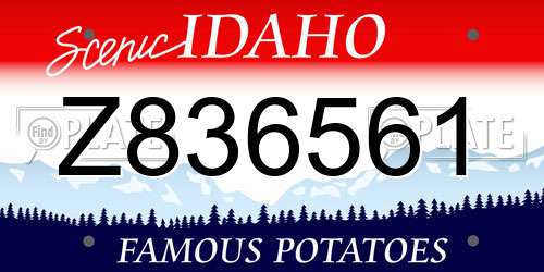 Z836561 Idaho License Plate