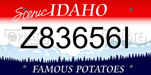 Z83656I Idaho License Plate