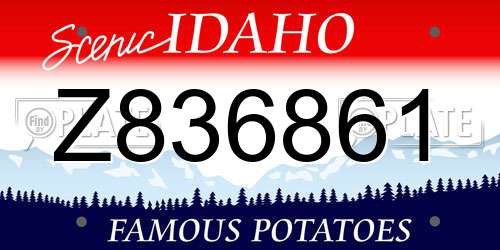Z836861 Idaho License Plate