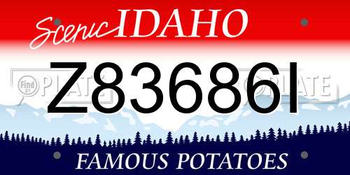 Z83686I Idaho License Plate