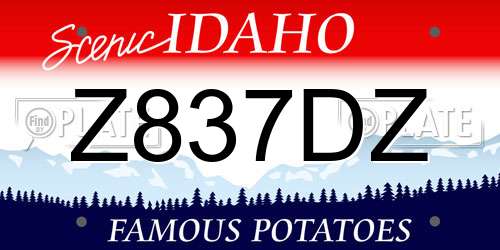 Z837DZ Idaho License Plate