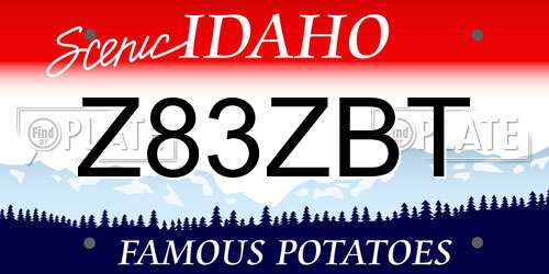 Z83ZBT Idaho License Plate