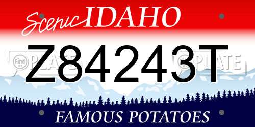 Z84243T Idaho License Plate