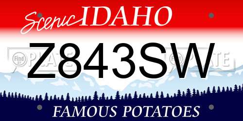 Z843SW Idaho License Plate