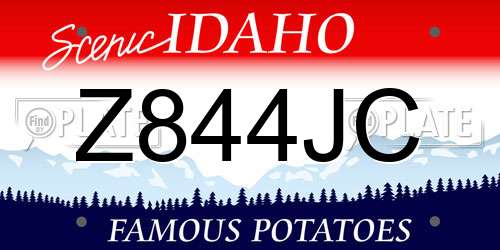 Z844JC Idaho License Plate